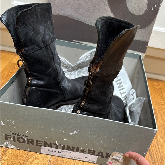 Fiorentini + Baker Distressed Ella Black Moto Boots - Picture 3 of 12